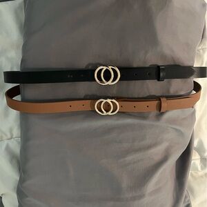 2 Gold buckle belts Black and Tan